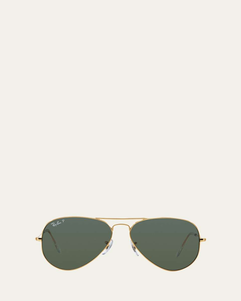 Monochromatic Polarized Metal Aviator Sunglasses, Yellow Pattern